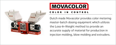 Dutch made Movacolor provides color metering master-batch dosing equipment which utilizes the Loss-In-Weight method to provide an accurate supply of material for production in injection molding, blow molding and extruders.