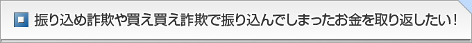 振り込め詐欺や買え買え詐欺で振り込んでしまったお金を取り返したい！